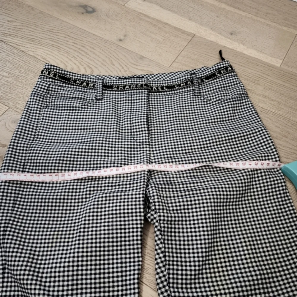 Authentic Chanel boutique logo waistband skinny gingham trousers - Picture 6 of 8